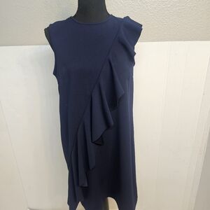 WOMENS SPENSE DRESS NAVY SHEATH RUFFLE ACCENT SIZE 8